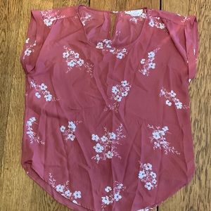 Pink Rose, pink and floral blouse, size Medium